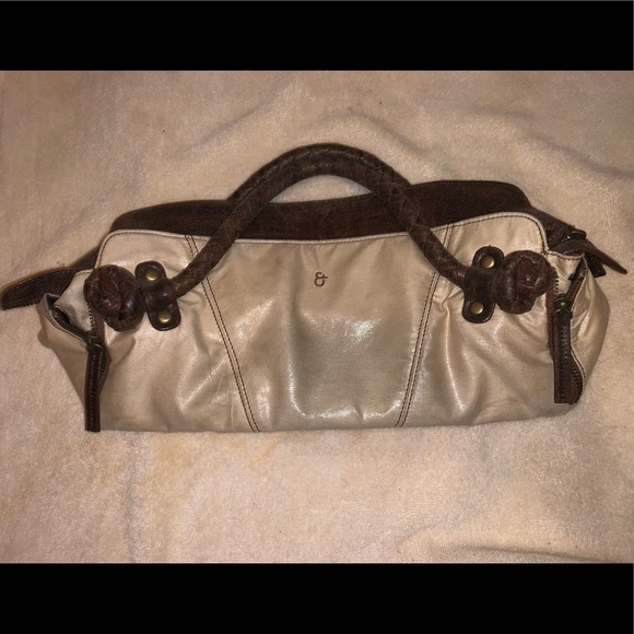 Matt & Nat Cream and Brown Vegan Leather Handbag - Picture 1 of 2